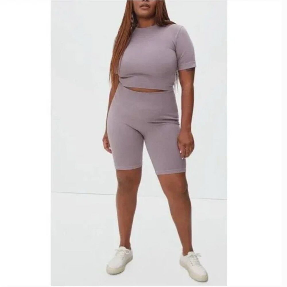 Everlane The Seamless Bike Shorts Ribbed Purple Size XS/S NWT